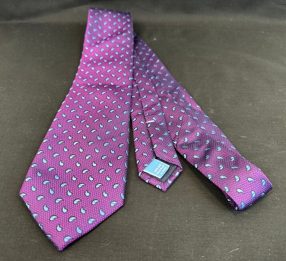 Countess Mara 100% Silk Tie in Purple & Blue Paisley Workwear Preppy